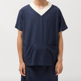 Stripe Knit Collar Shirt