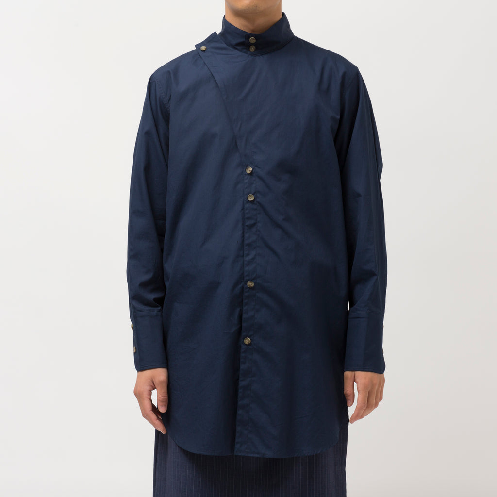 Side vents Long Shirt/NAVY