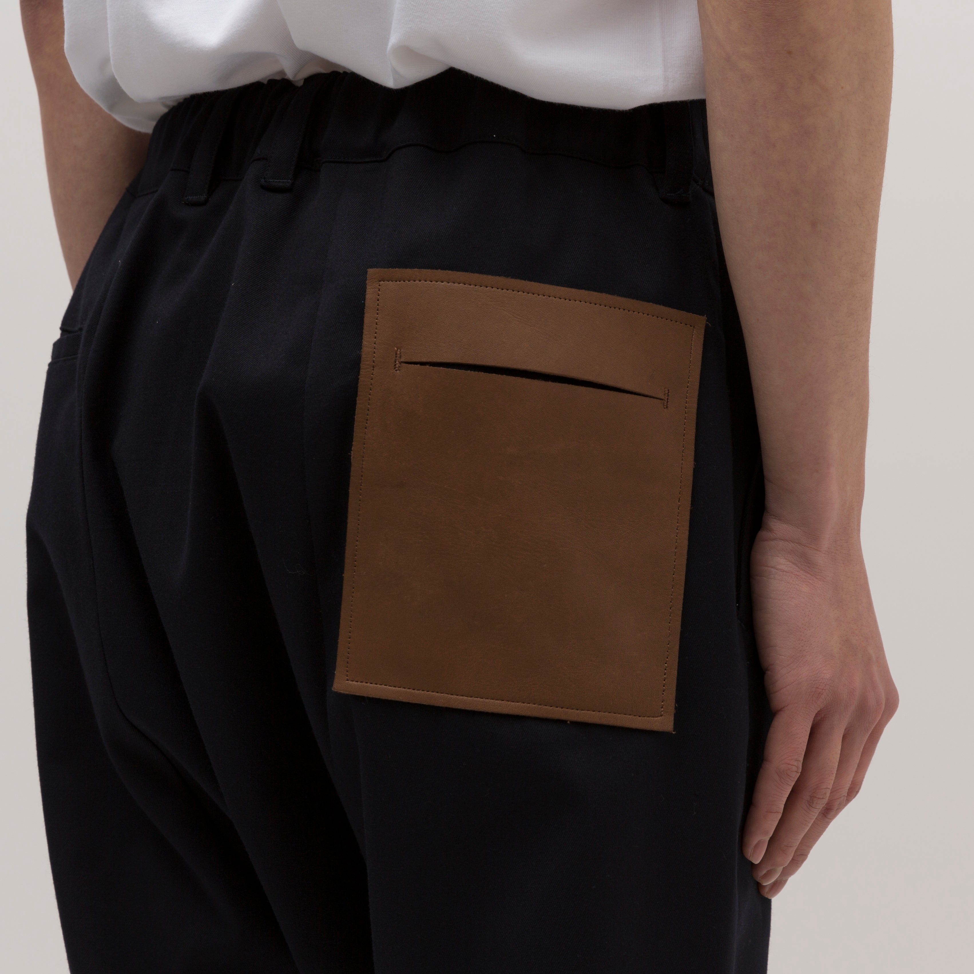 Leather Pocket Pants/NAVY